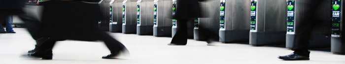 Commuters at train station